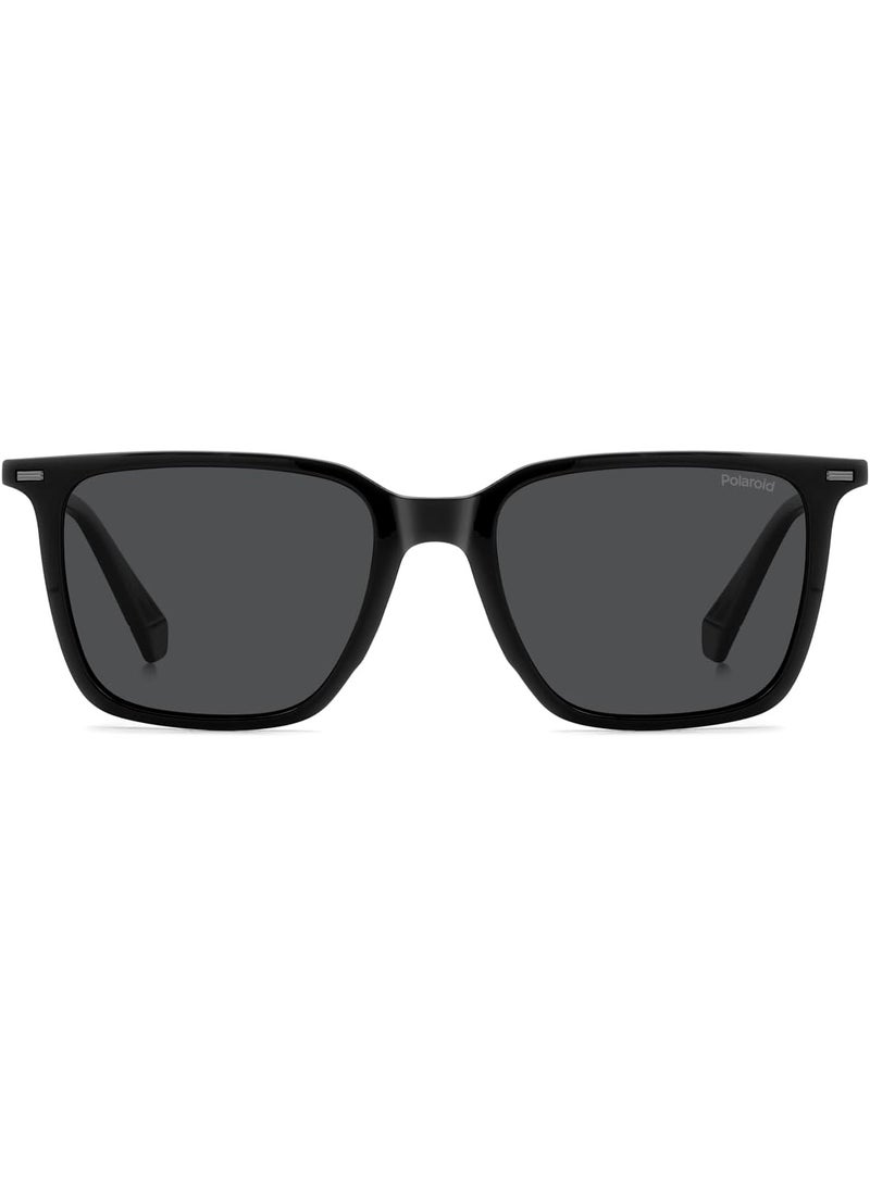 Polaroid PLD 4183/S/X 807 53 Square Polarized Sunglasses for Men & Women - Black Frame / Grey Lens - Image 2